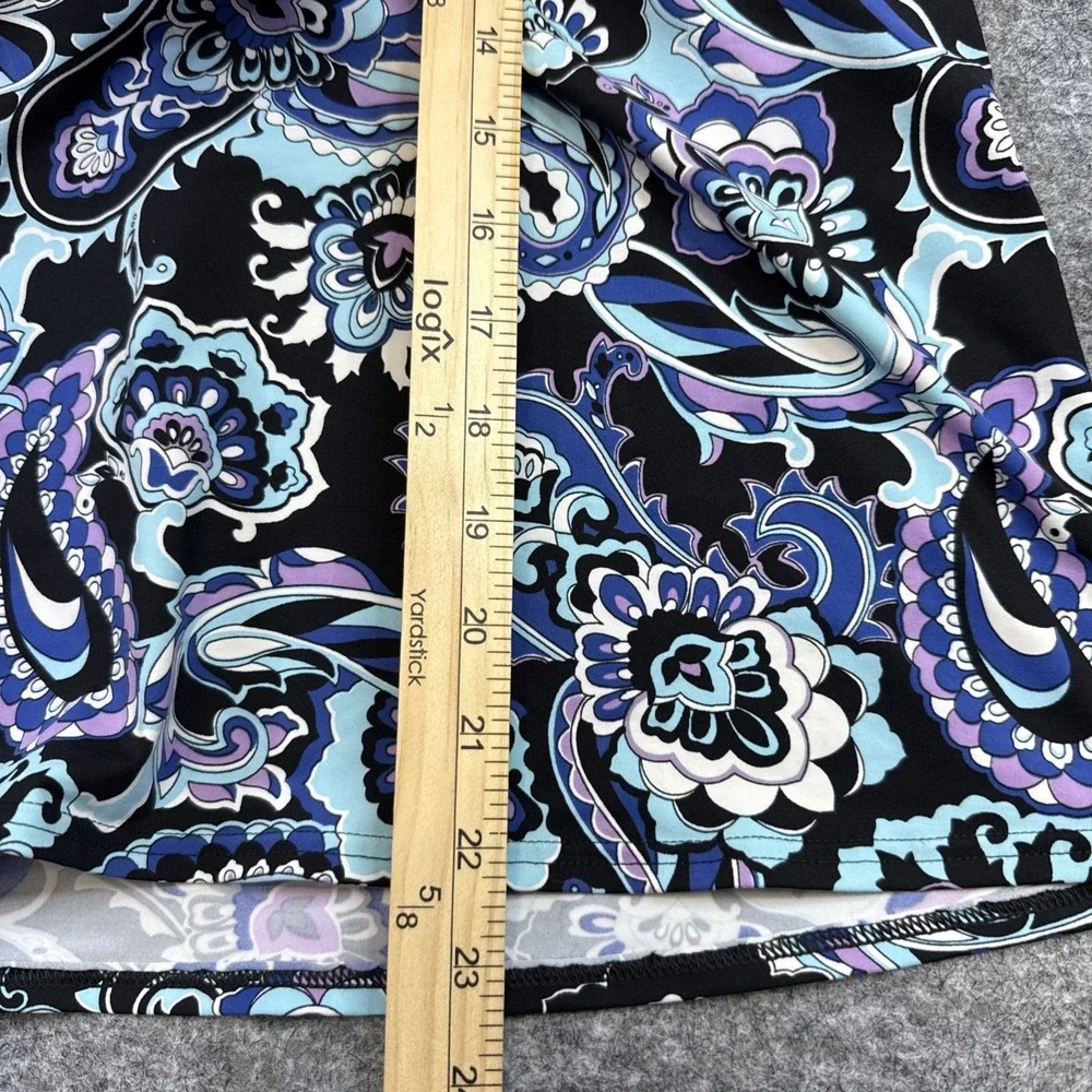 Lands End Tankini women's 14D black floral paisley tropical Hawaiian beach pool